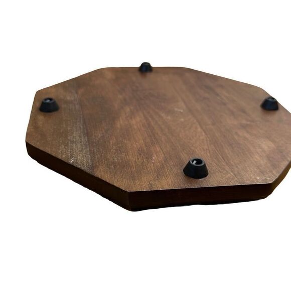 1981 HIMARK SALTERA Wood Cheese Board Cloche Yellow Brown Fronds ferns hot plate - Picture 4 of 7